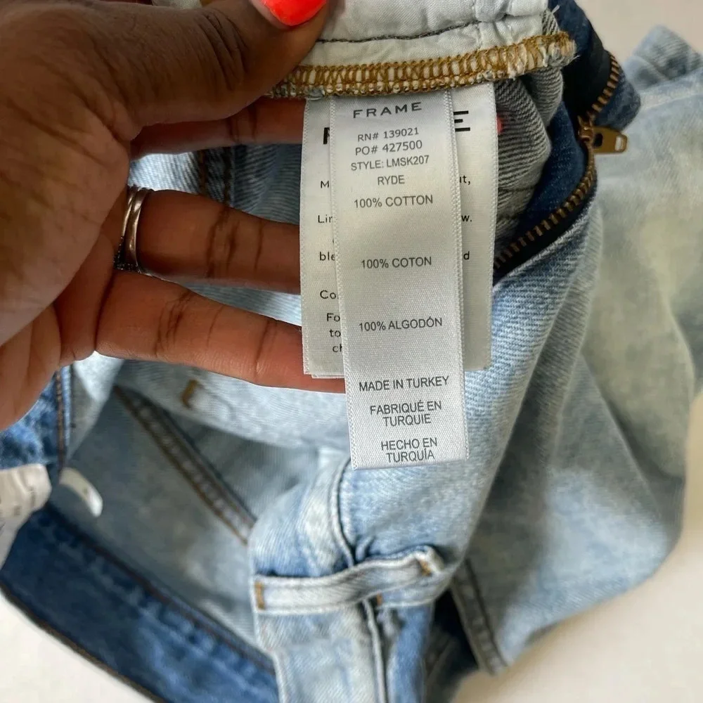 Frame Le Mini Ryde Wash Distressed Denim Skirt